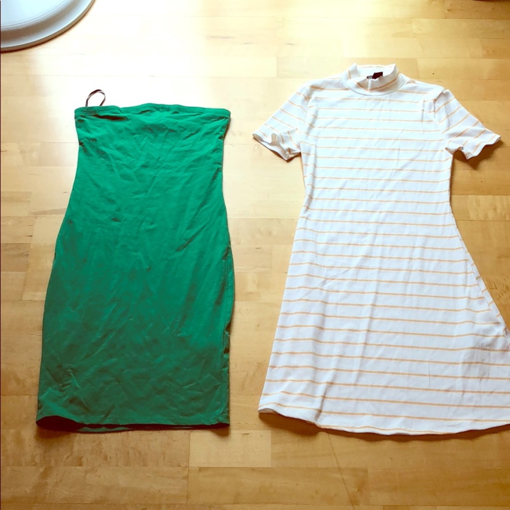 New forever 21 tube dress mini green white small